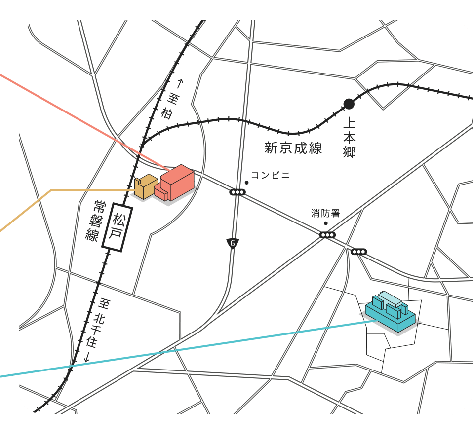 地図: 新東京病院の3施設